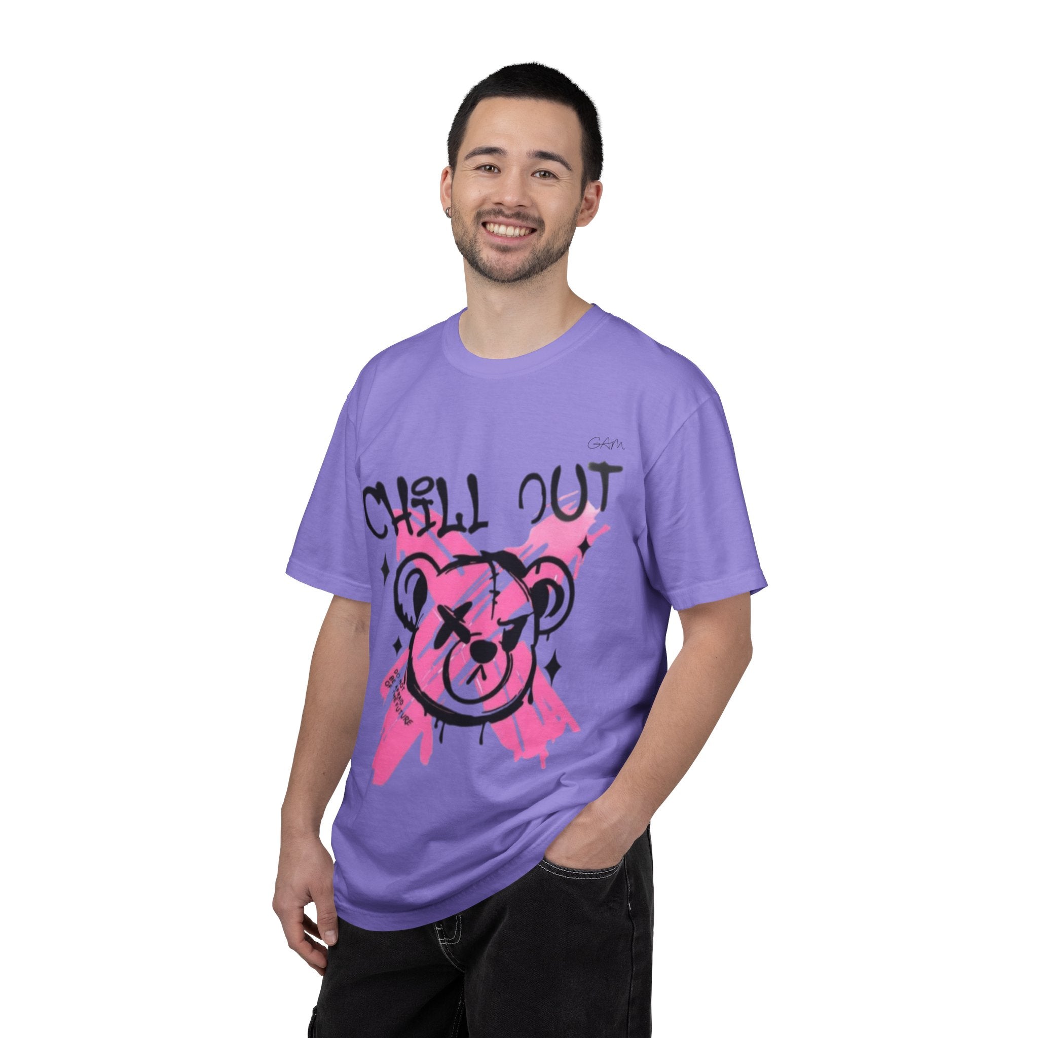 Chill Out Bear T-Shirt — Pink Graffiti Streetwear Tee