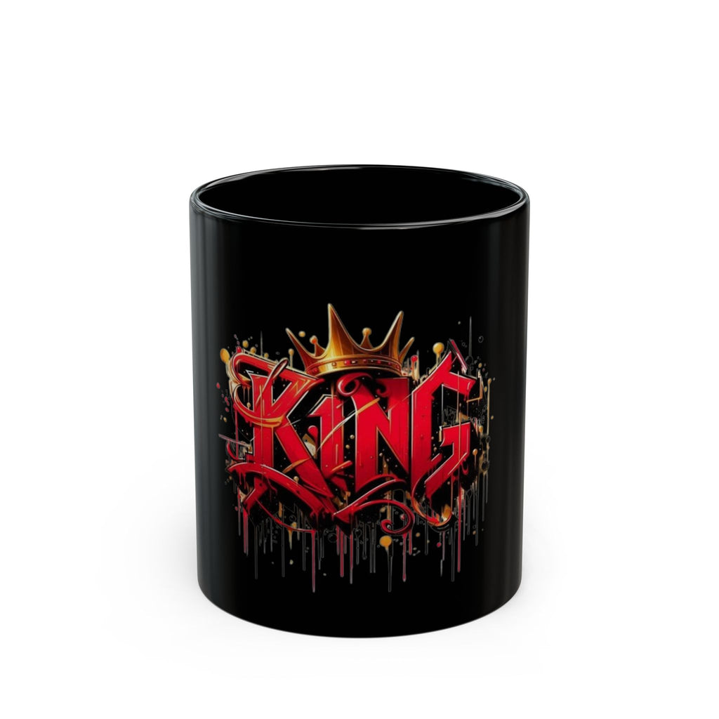 King Graffiti Black Mug — Urban Crowned 'KING' Coffee Cup (11oz & 15oz)