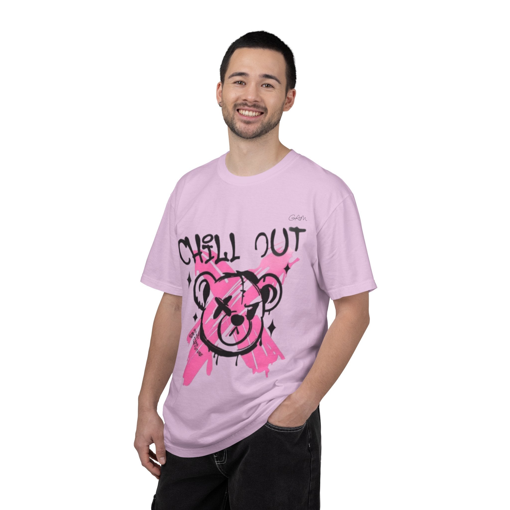 Chill Out Bear T-Shirt — Pink Graffiti Streetwear Tee