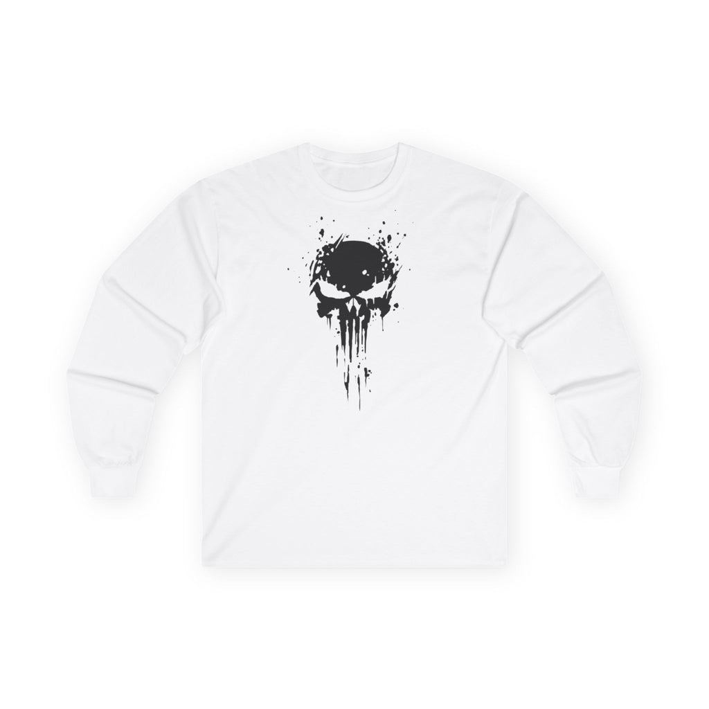 Skull Splatter Long Sleeve Tee — Distressed Punk Graphic