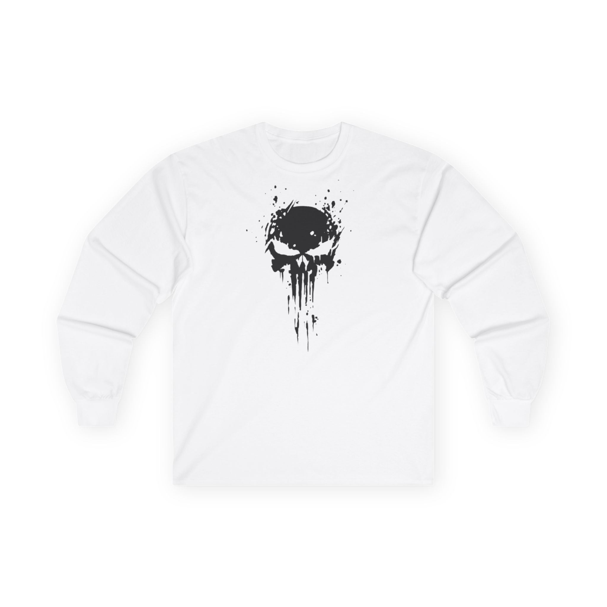 Skull Splatter Long Sleeve Tee — Distressed Punk Graphic