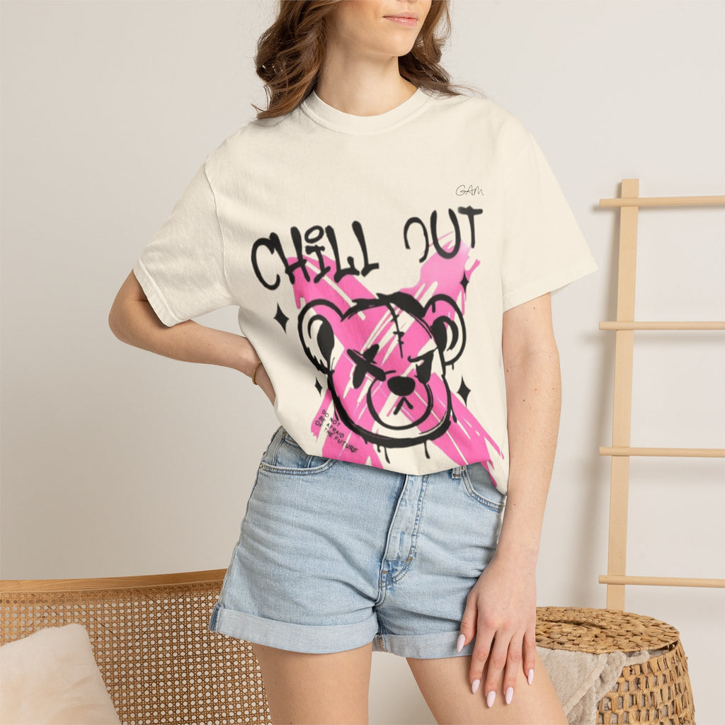 Chill Out Bear T-Shirt — Pink Graffiti Streetwear Tee