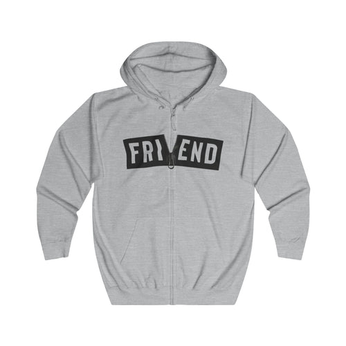 Friend Graphic Zip Hoodie — Bold Block Lettering Casual Zip-Up