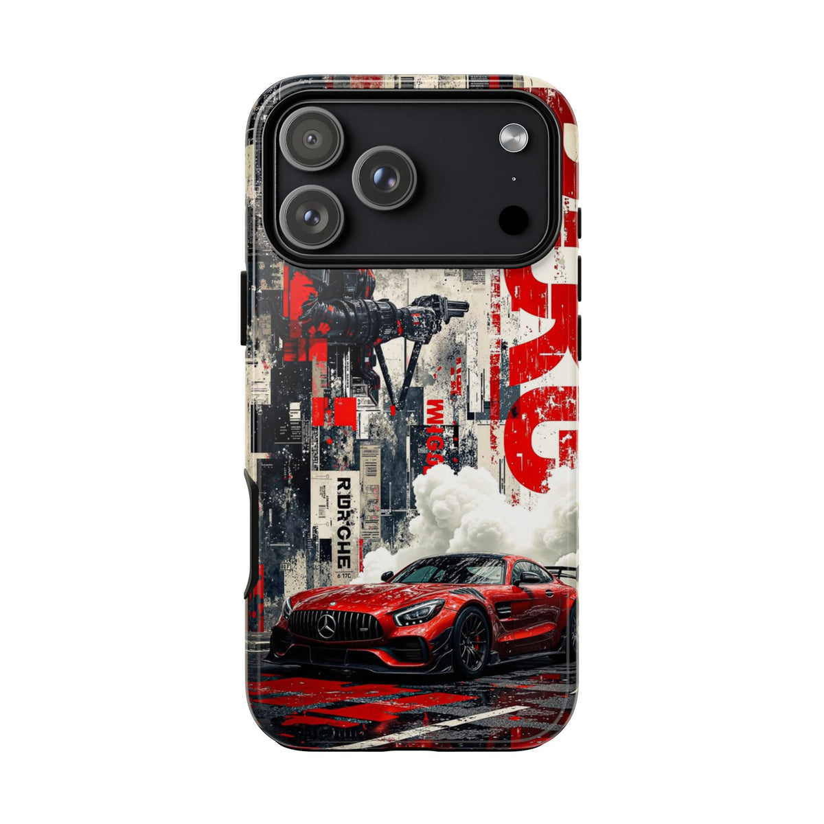 Racing Street Scenes Phone Case — Red Sports Car Urban Speed Design