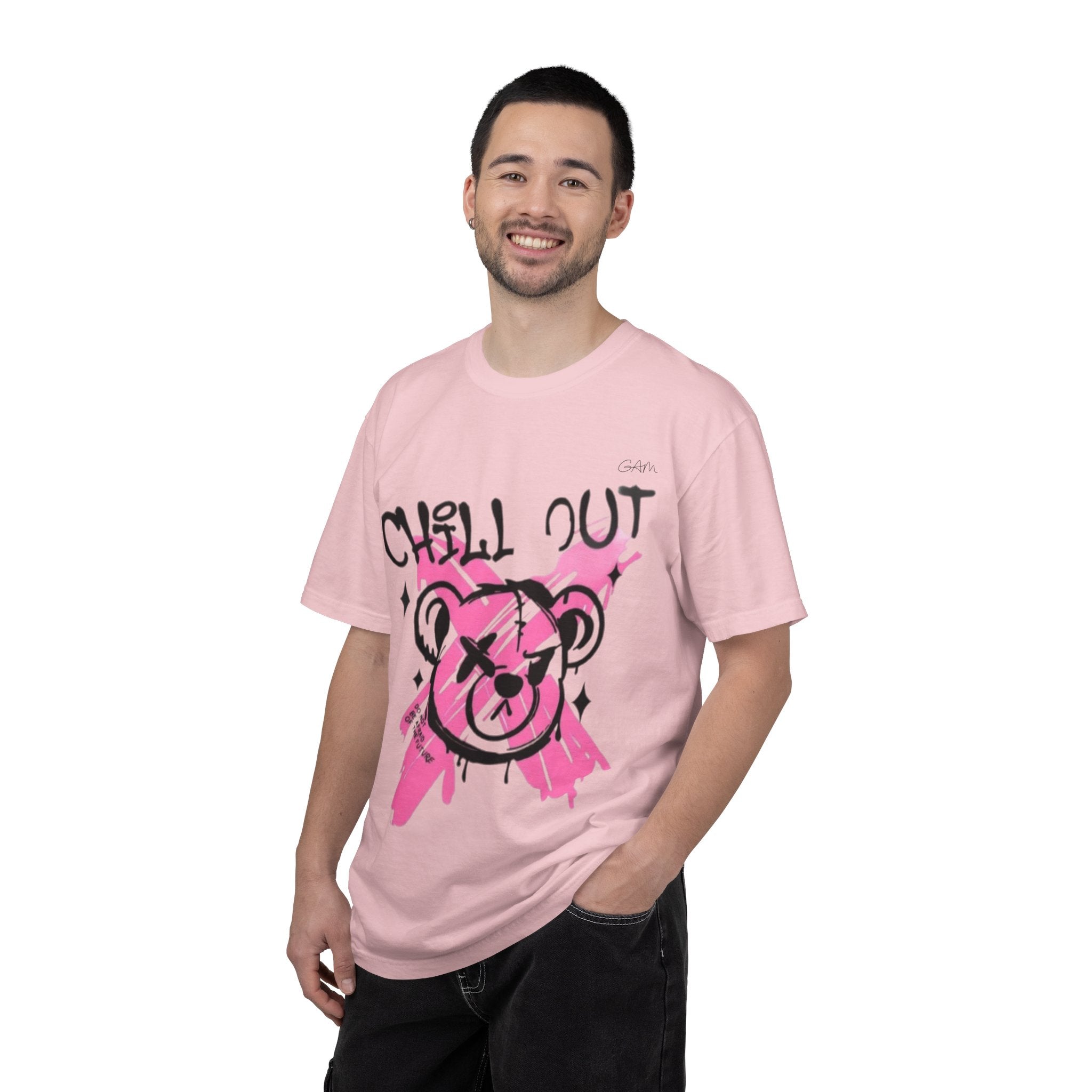 Chill Out Bear T-Shirt — Pink Graffiti Streetwear Tee