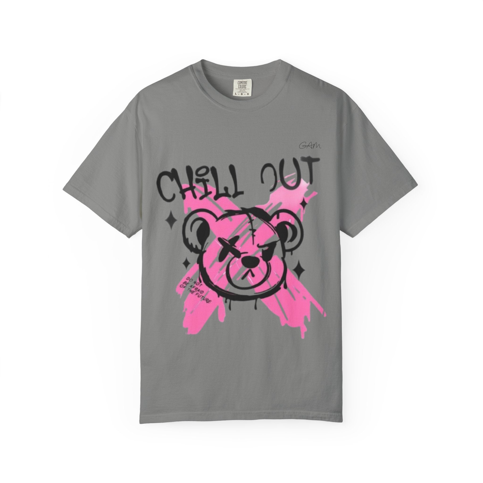 Chill Out Bear T-Shirt — Pink Graffiti Streetwear Tee