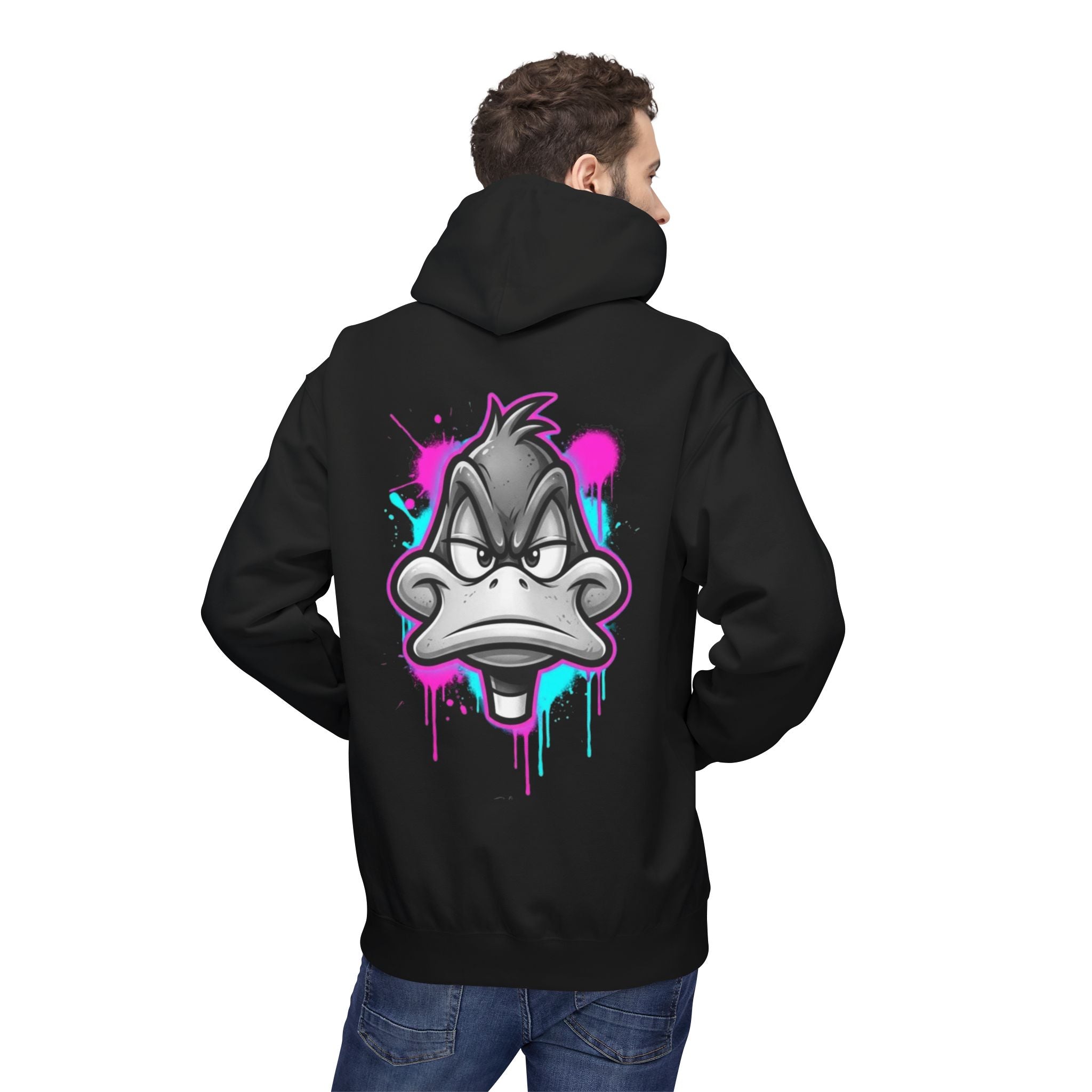 Graffiti Duck Hoodie — Drip Art Cartoon Pullover