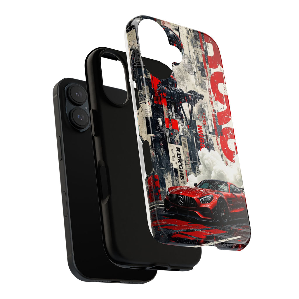 Racing Street Scenes Phone Case — Red Sports Car Urban Speed Design