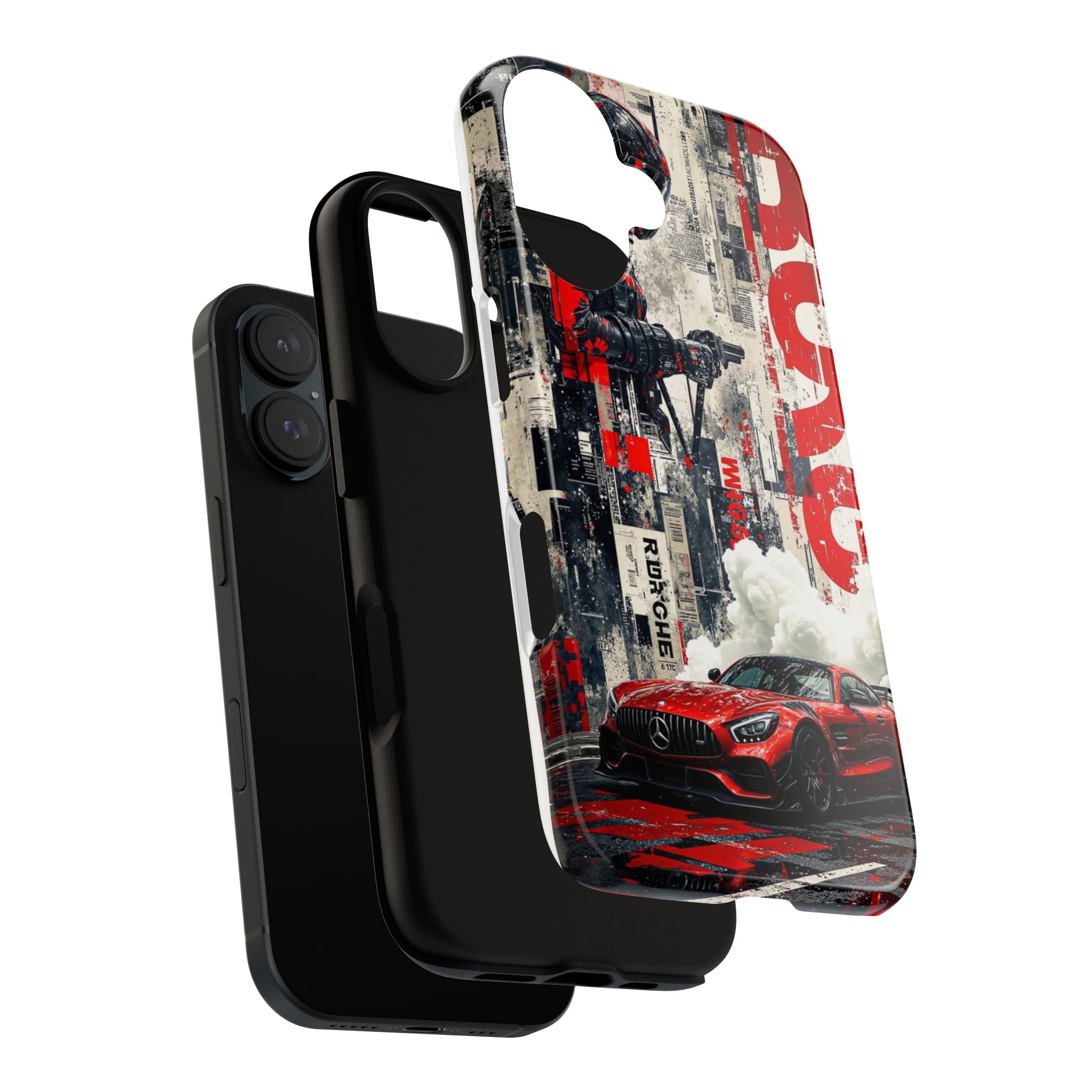 Racing Street Scenes Phone Case — Red Sports Car Urban Speed Design