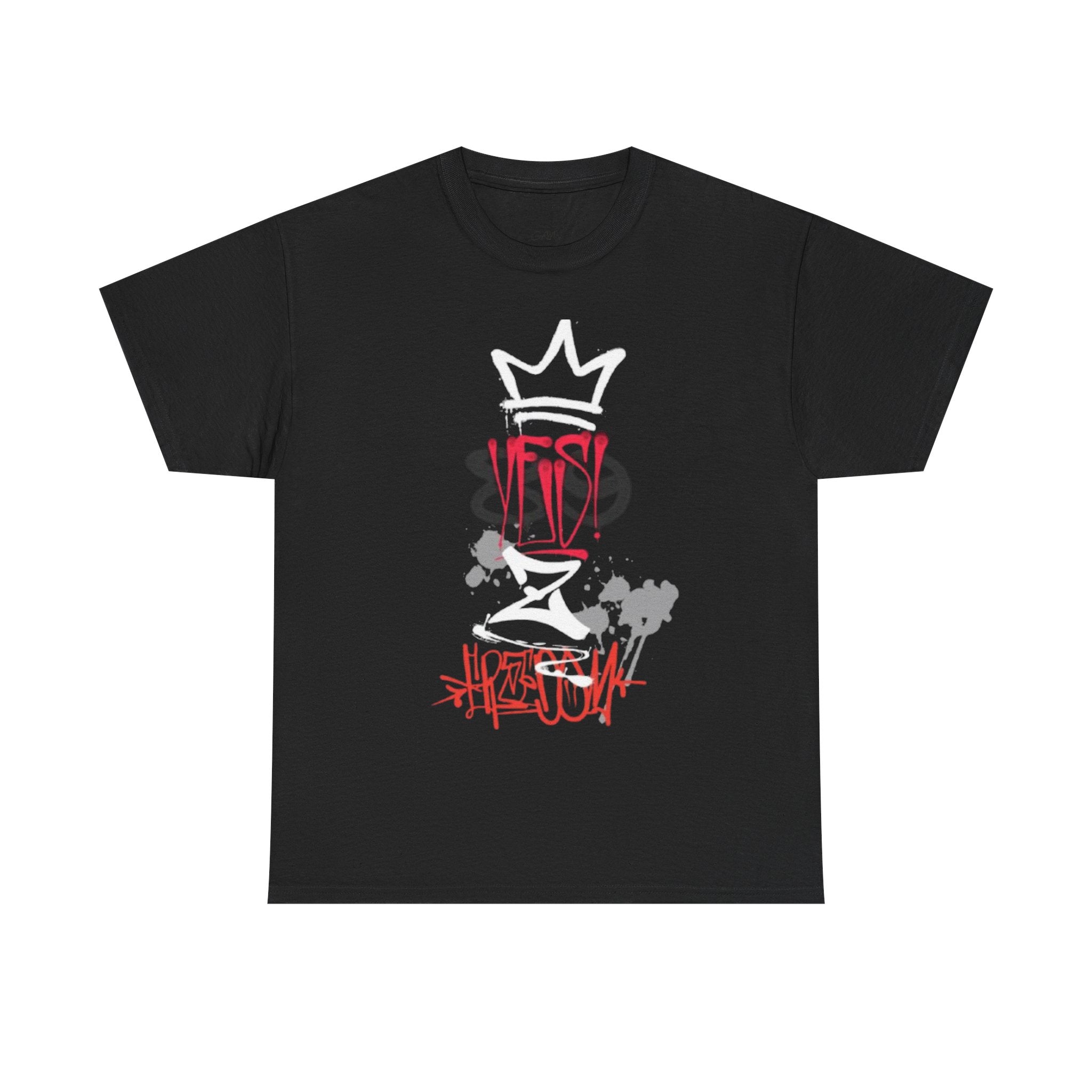 Graffiti Crown Tee — Street Art Graphic T-Shirt (Red & White Spray Paint Design)