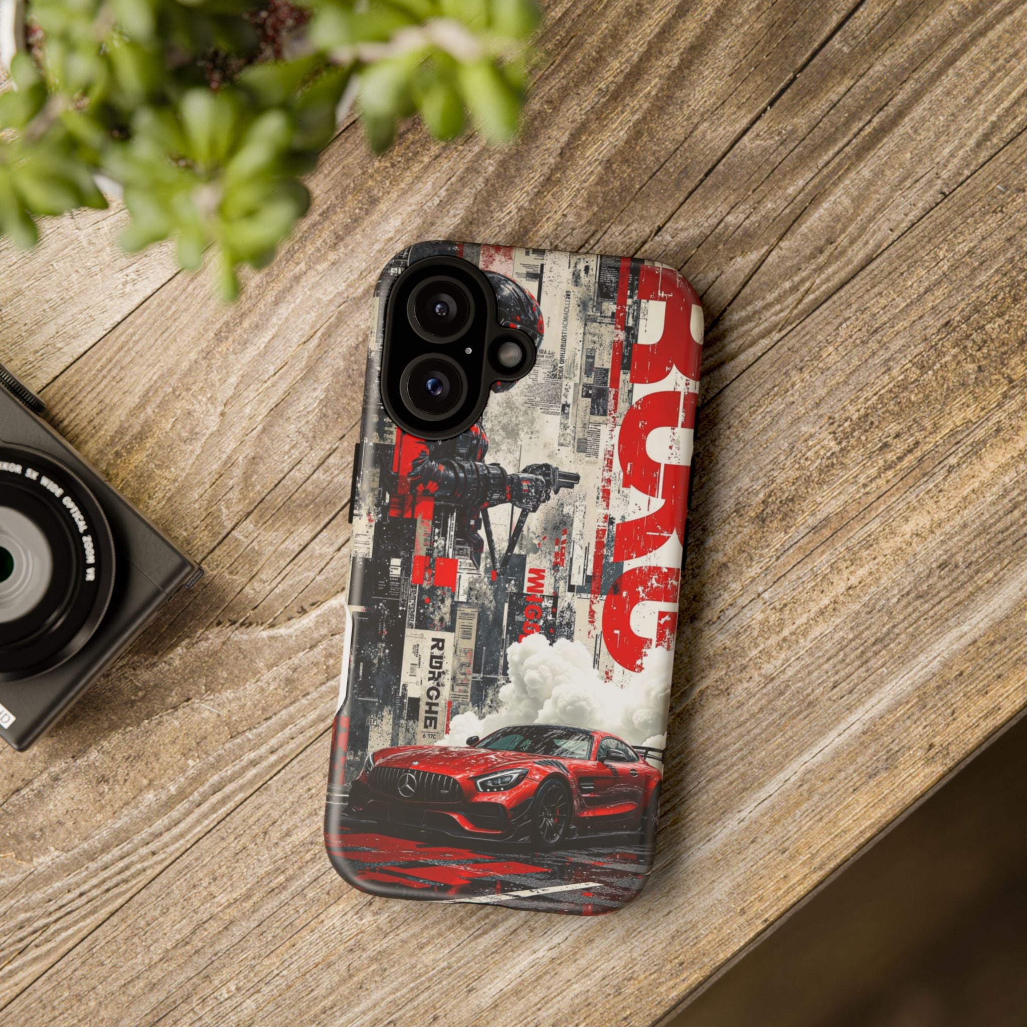 Racing Street Scenes Phone Case — Red Sports Car Urban Speed Design