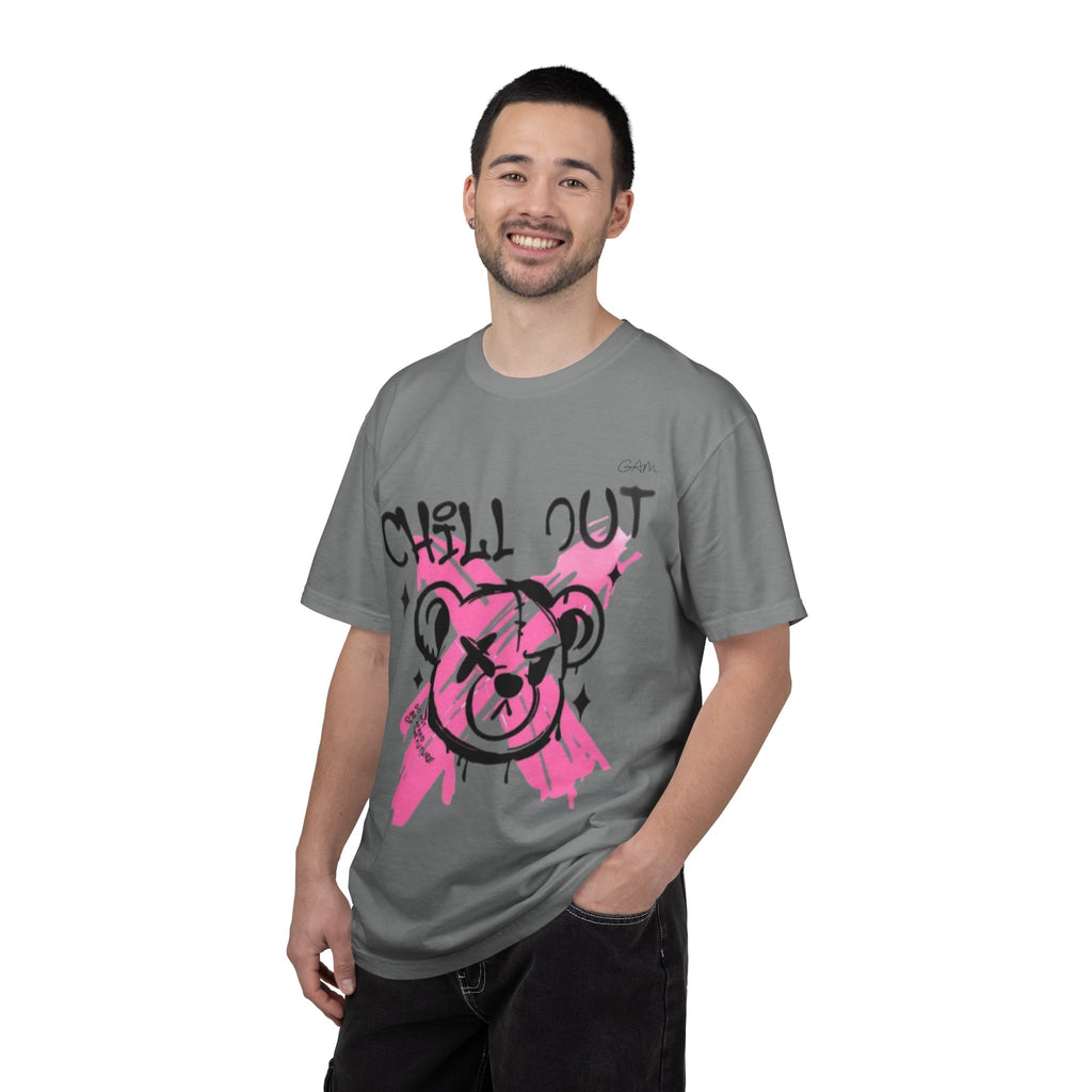 Chill Out Bear T-Shirt — Pink Graffiti Streetwear Tee