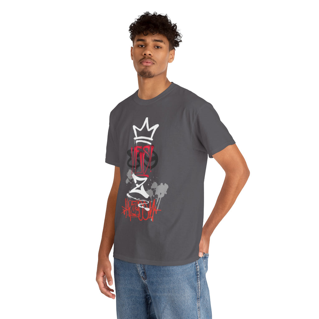Graffiti Crown Tee — Street Art Graphic T-Shirt (Red & White Spray Paint Design)