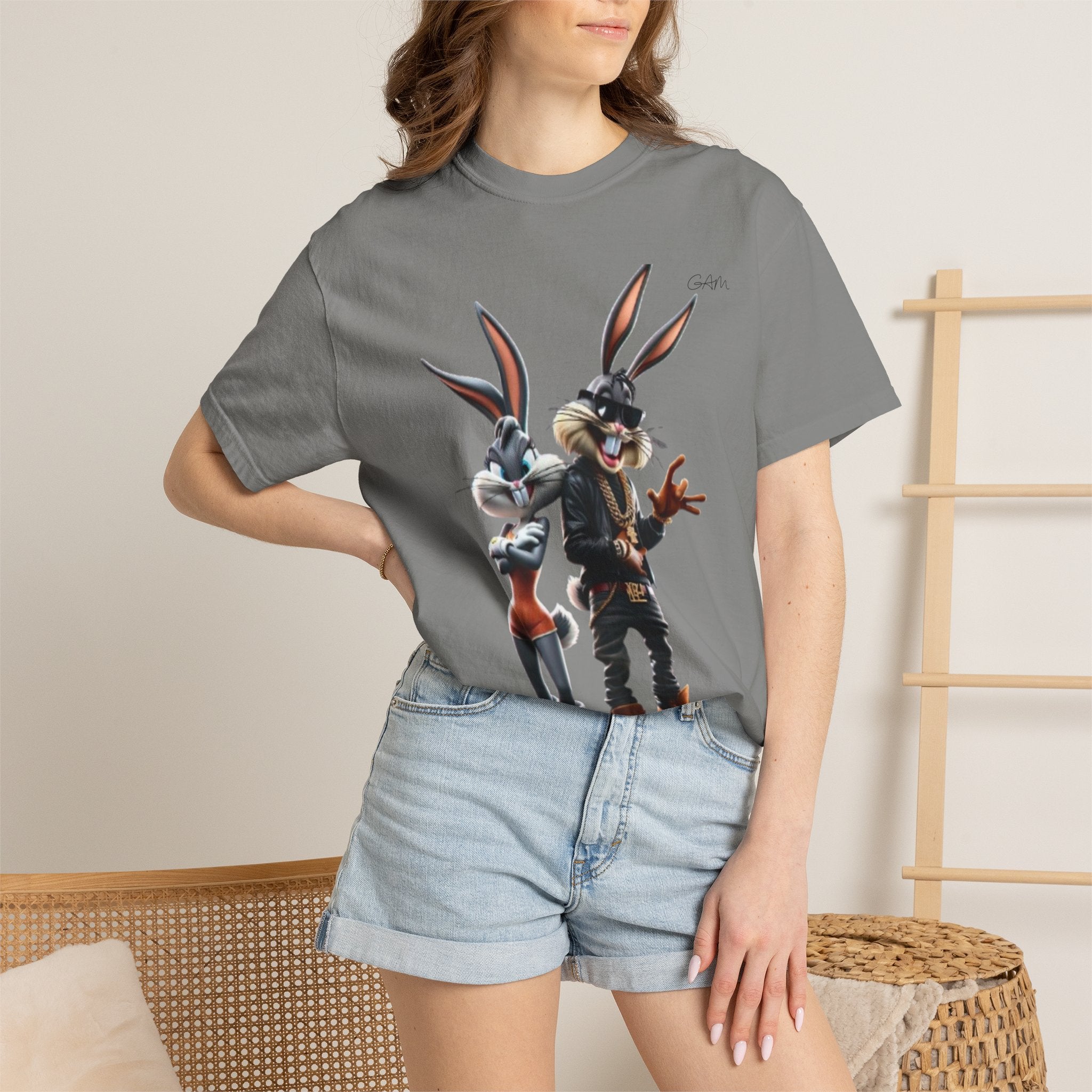 T-Shirt — Stylish Anthropomorphic Bunny Duo Graphic Tee