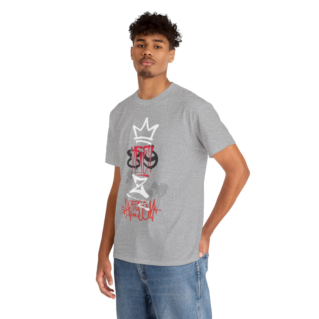 Graffiti Crown Tee — Street Art Graphic T-Shirt (Red & White Spray Paint Design)
