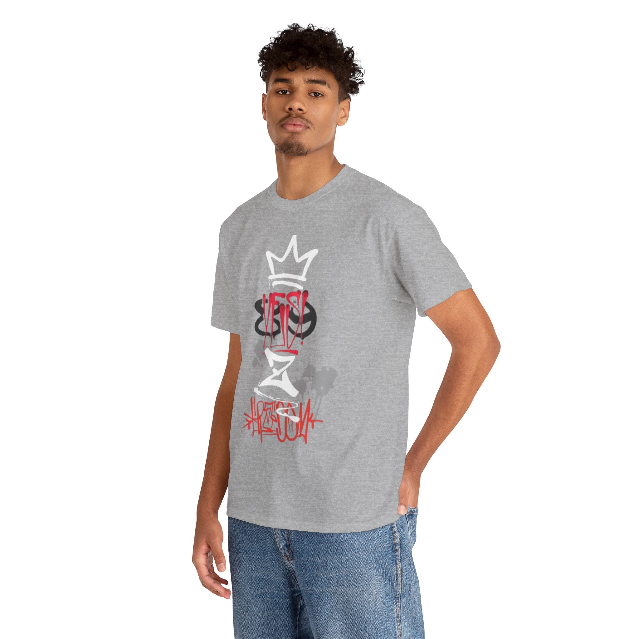 Graffiti Crown Tee — Street Art Graphic T-Shirt (Red & White Spray Paint Design)