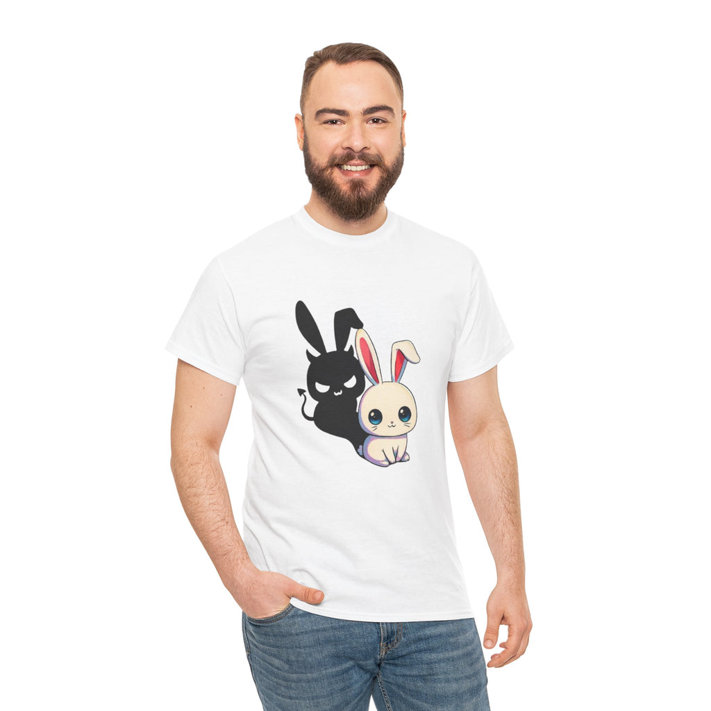 Cute Kawaii Bunny Duo T-Shirt – Light & Dark Rabbit Graphic Tee
