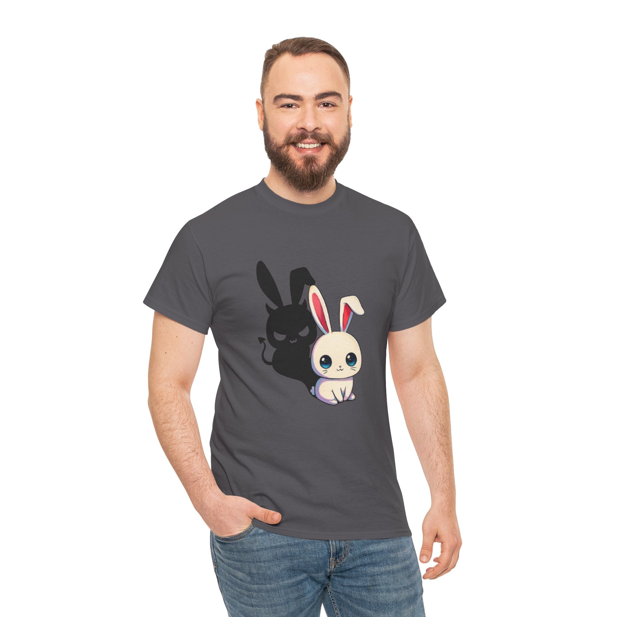Cute Kawaii Bunny Duo T-Shirt – Light & Dark Rabbit Graphic Tee