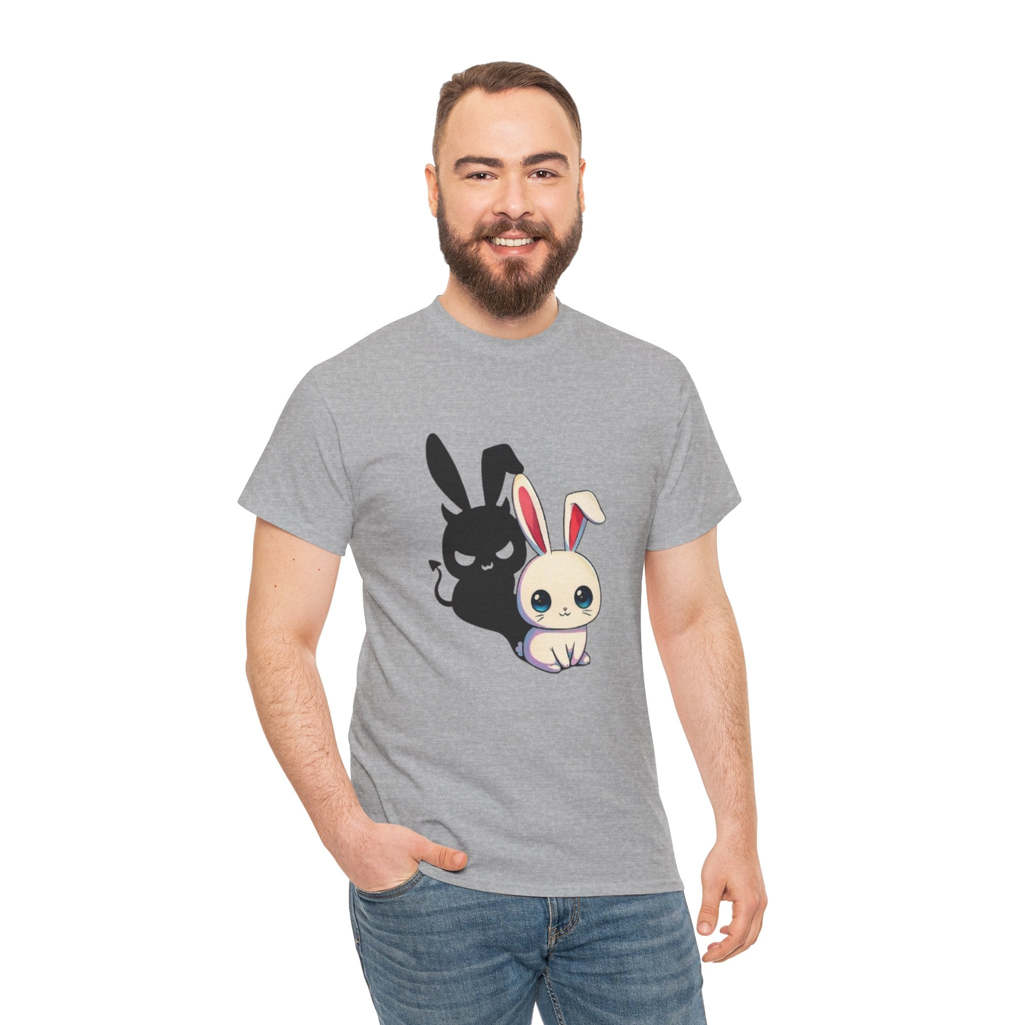 Cute Kawaii Bunny Duo T-Shirt – Light & Dark Rabbit Graphic Tee