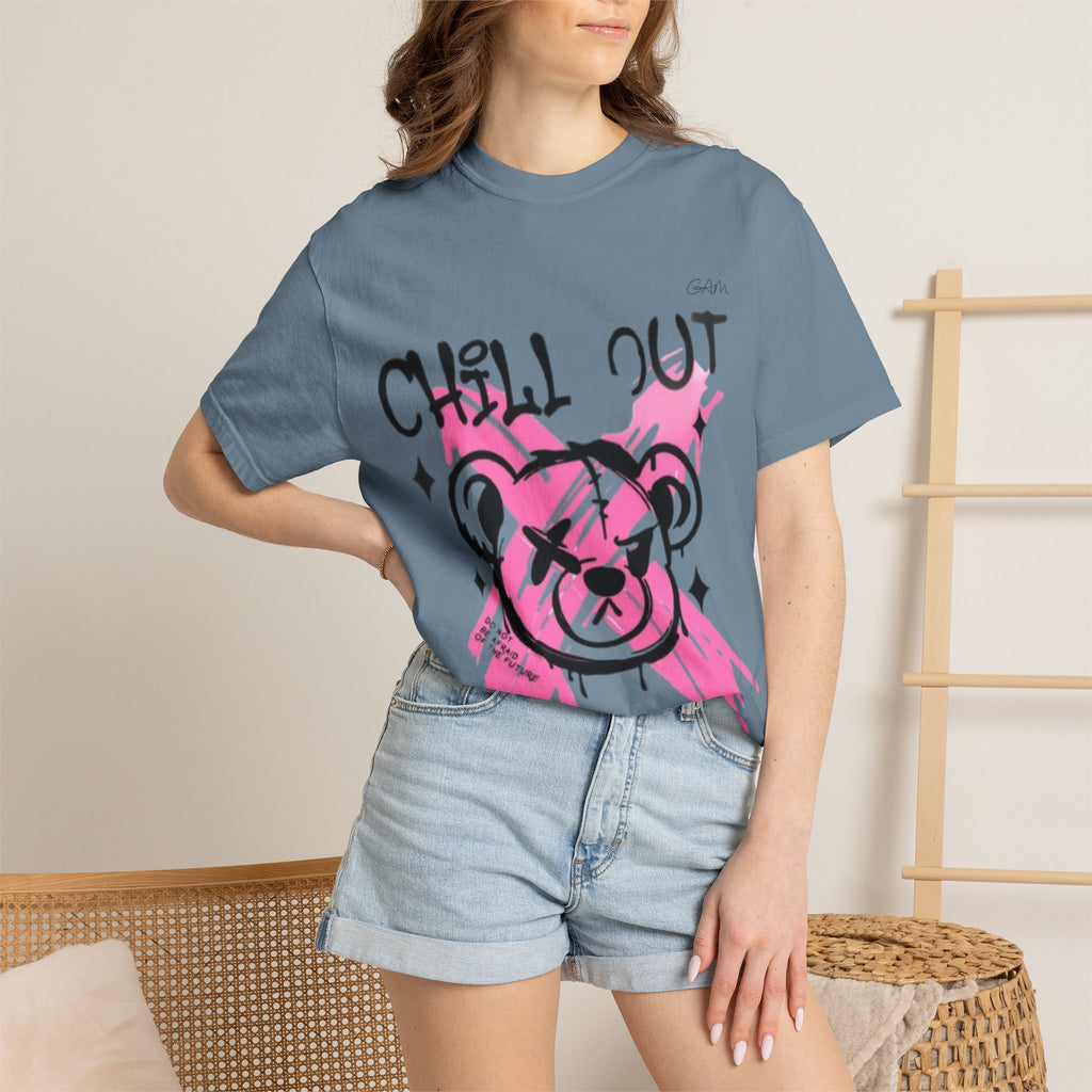 Chill Out Bear T-Shirt — Pink Graffiti Streetwear Tee