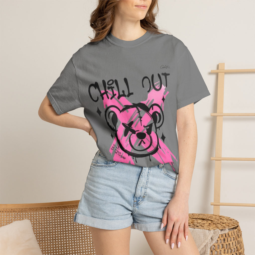 Chill Out Bear T-Shirt — Pink Graffiti Streetwear Tee