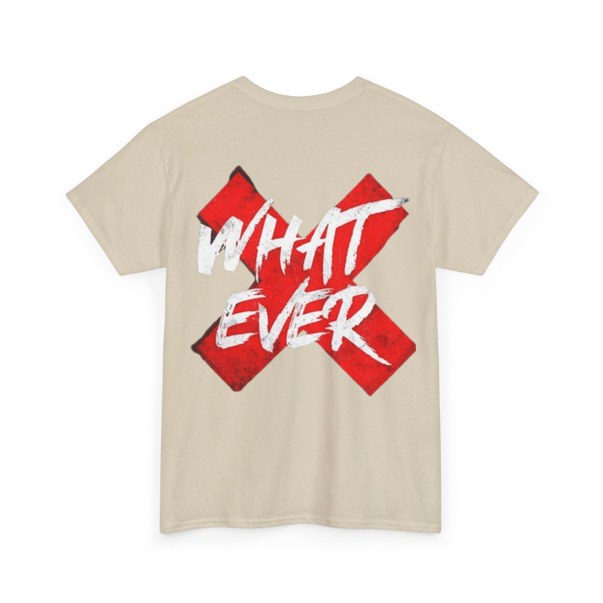 “Whatever” White Tee — Bold Red X Graphic Cotton T-Shirt