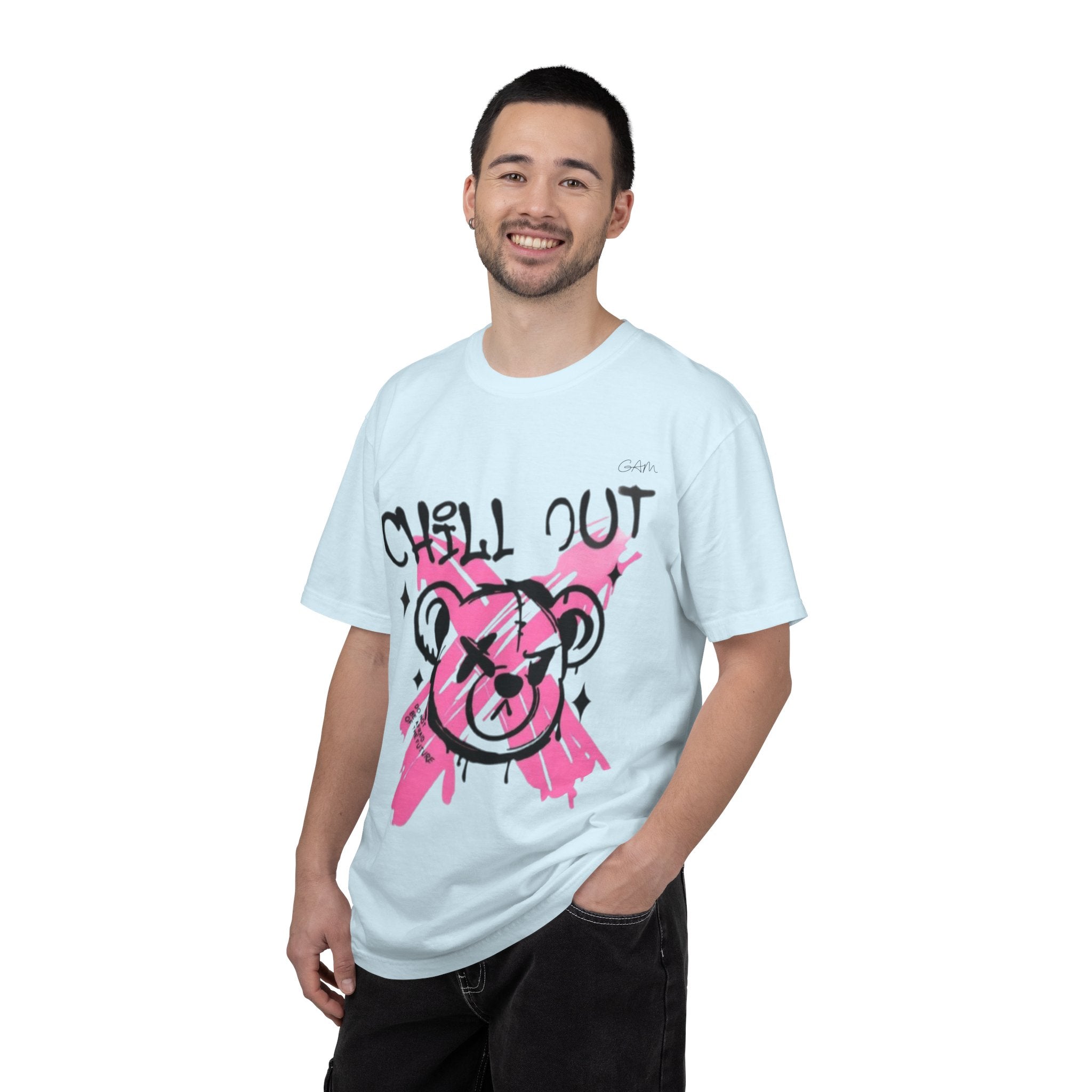 Chill Out Bear T-Shirt — Pink Graffiti Streetwear Tee