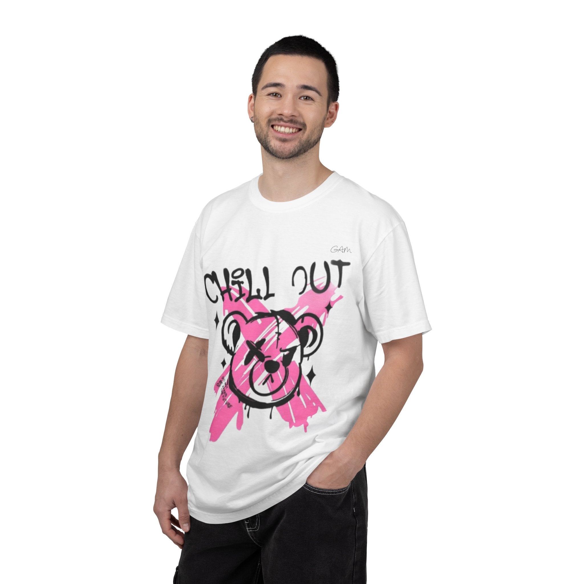 Chill Out Bear T-Shirt — Pink Graffiti Streetwear Tee