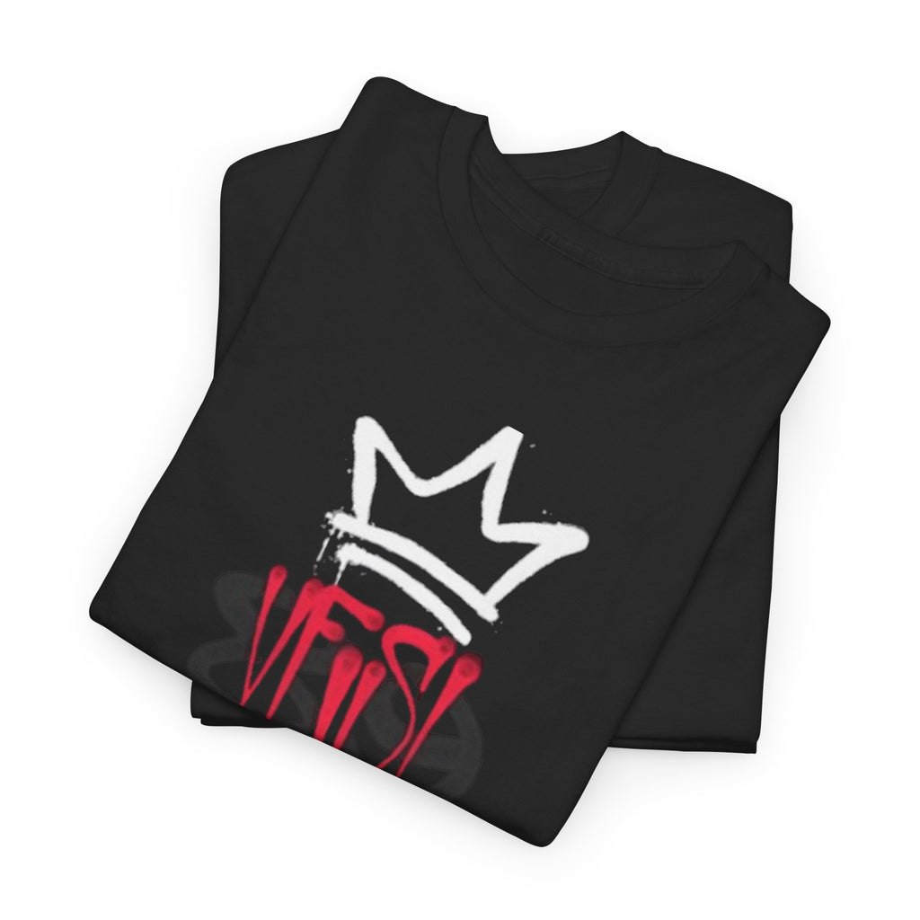 Graffiti Crown Tee — Street Art Graphic T-Shirt (Red & White Spray Paint Design)