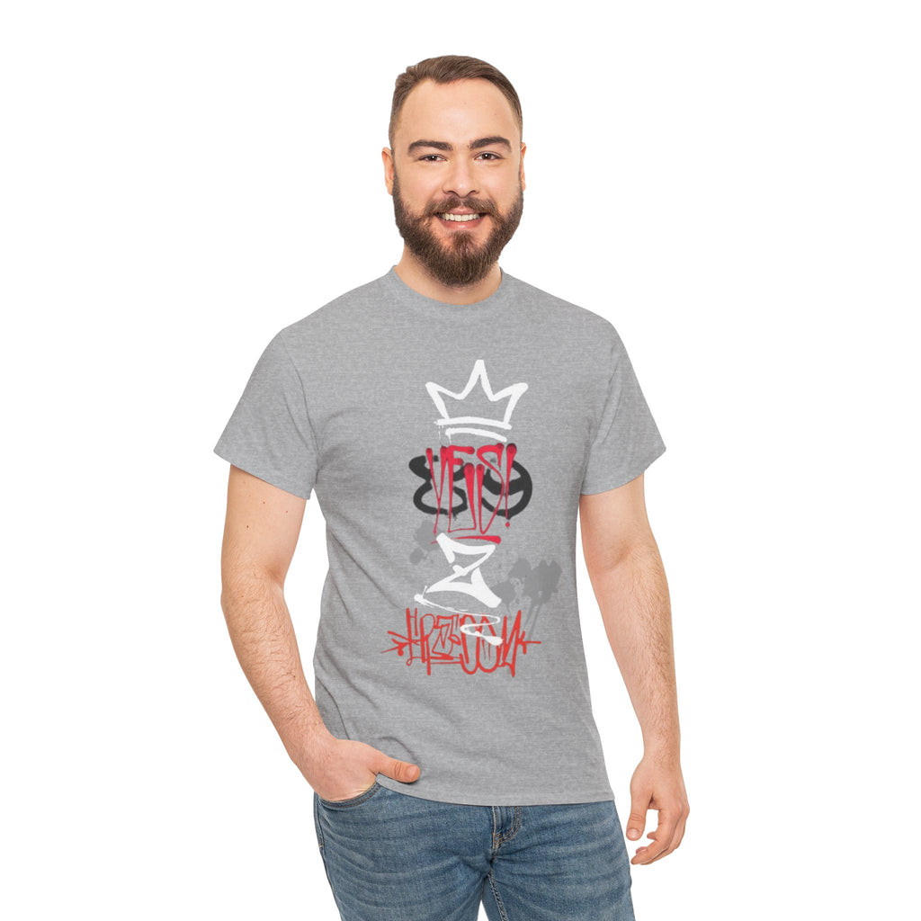 Graffiti Crown Tee — Street Art Graphic T-Shirt (Red & White Spray Paint Design)