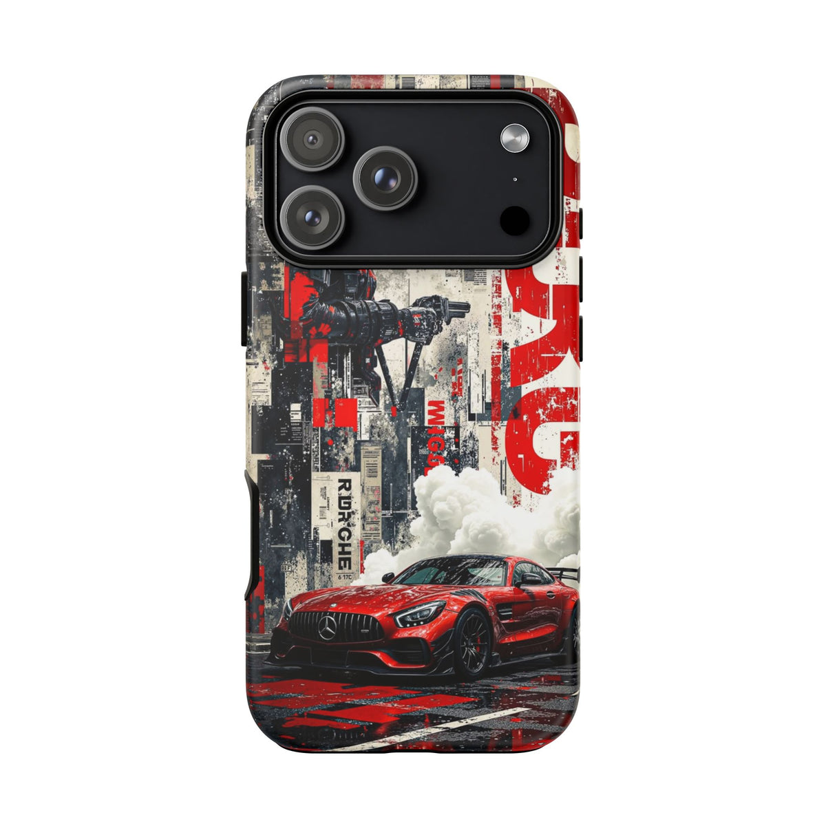 Racing Street Scenes Phone Case — Red Sports Car Urban Speed Design