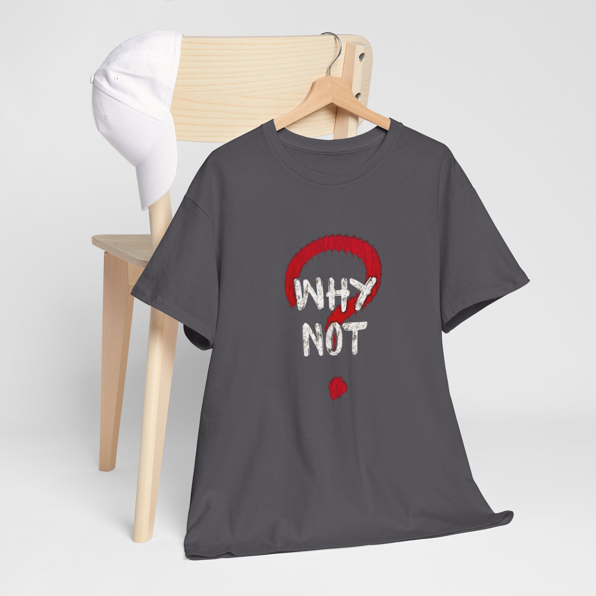 Why Not? Question Mark Graphic Tee — Bold Red & White Motivational T-Shirt
