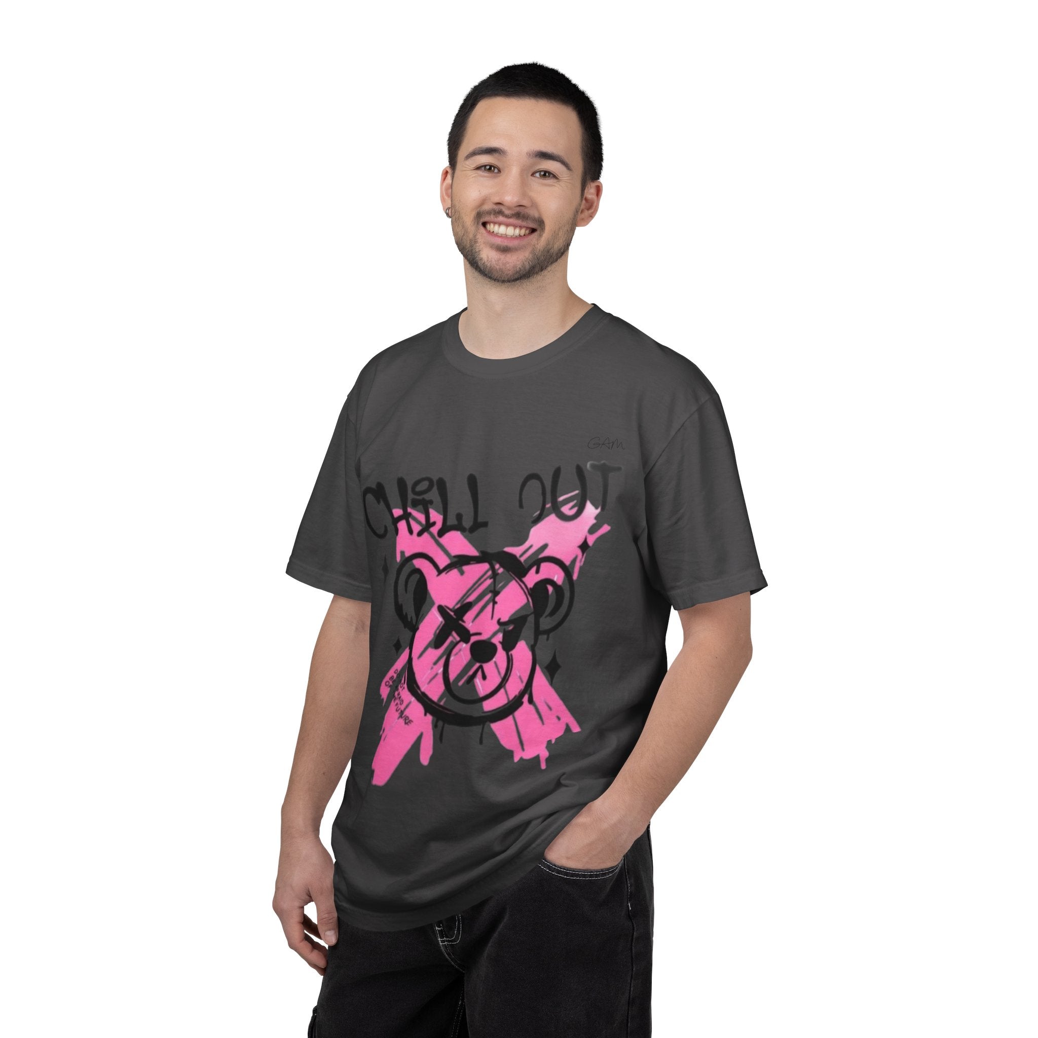 Chill Out Bear T-Shirt — Pink Graffiti Streetwear Tee