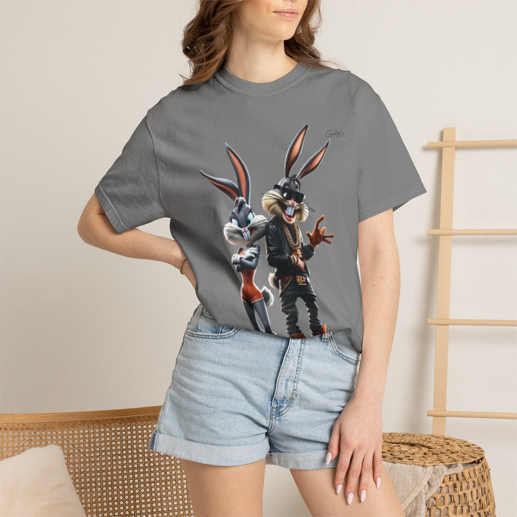T-Shirt — Stylish Anthropomorphic Bunny Duo Graphic Tee