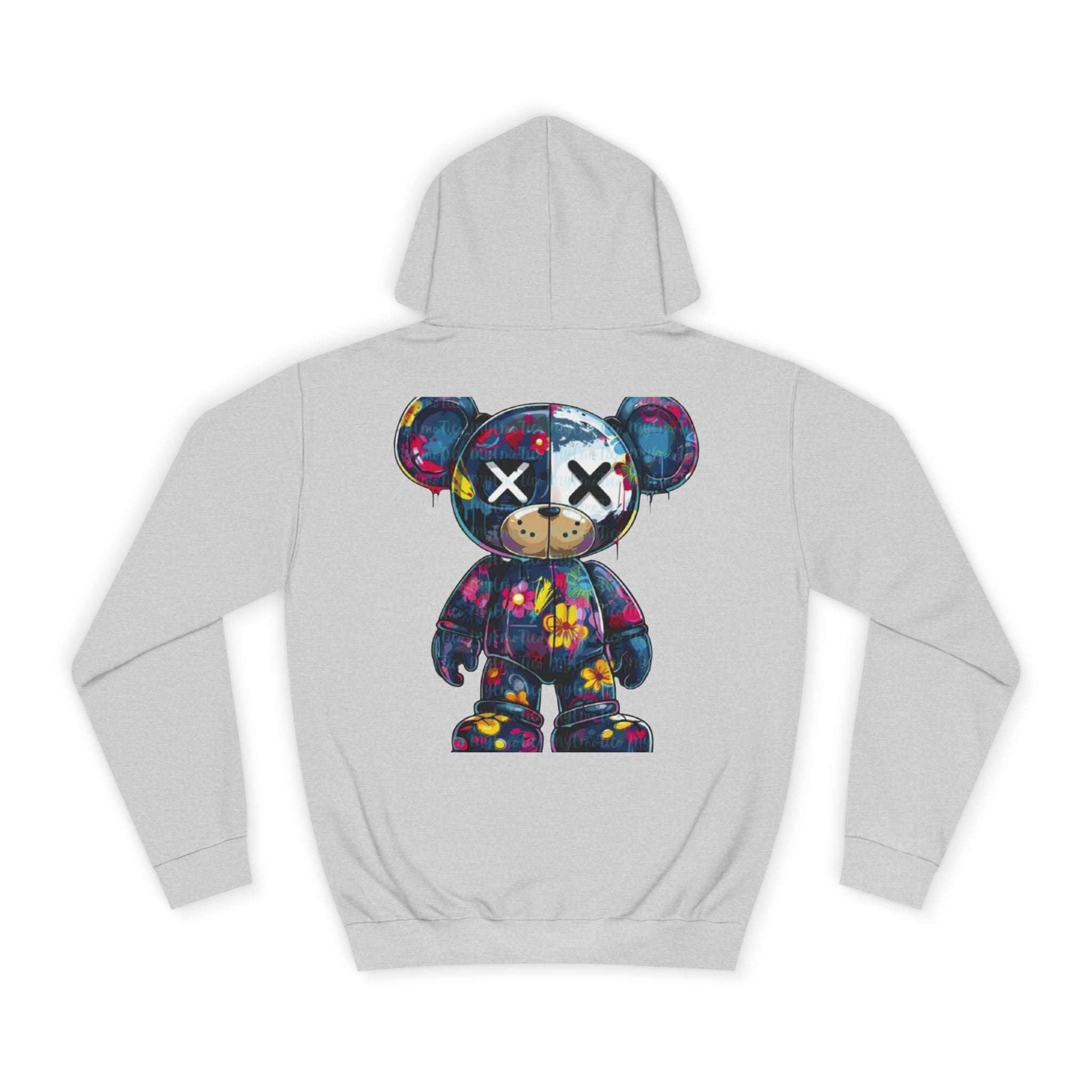 Paint-Splatter Bear Hoodie — Colorful Graphic College Pullover
