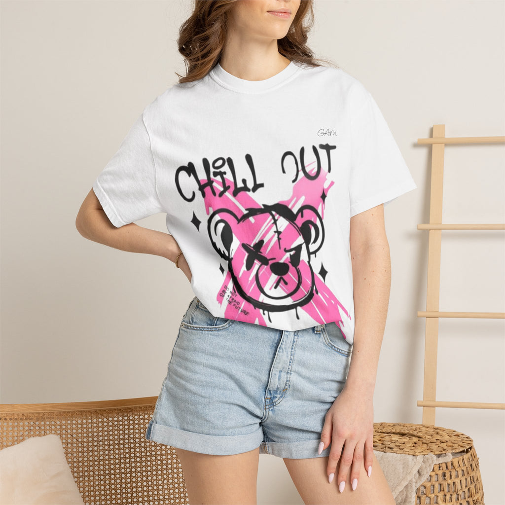 Chill Out Bear T-Shirt — Pink Graffiti Streetwear Tee