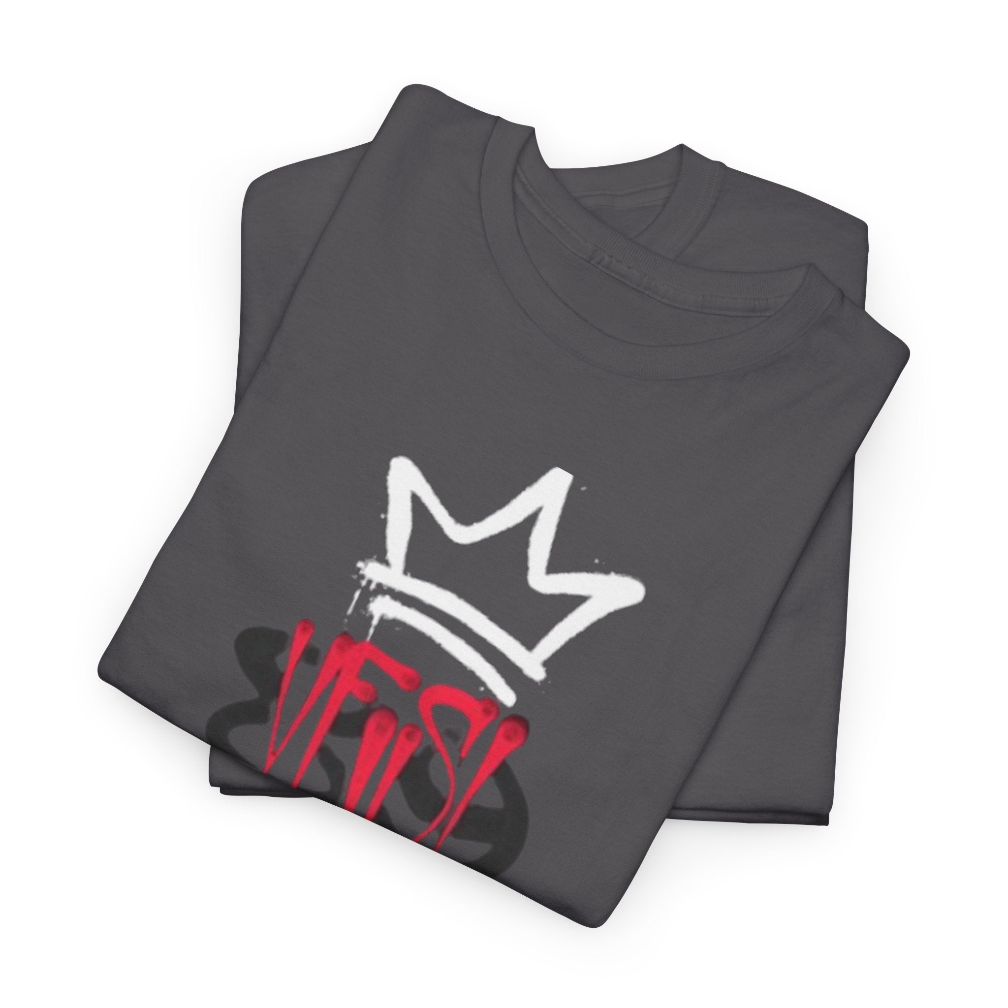 Graffiti Crown Tee — Street Art Graphic T-Shirt (Red & White Spray Paint Design)