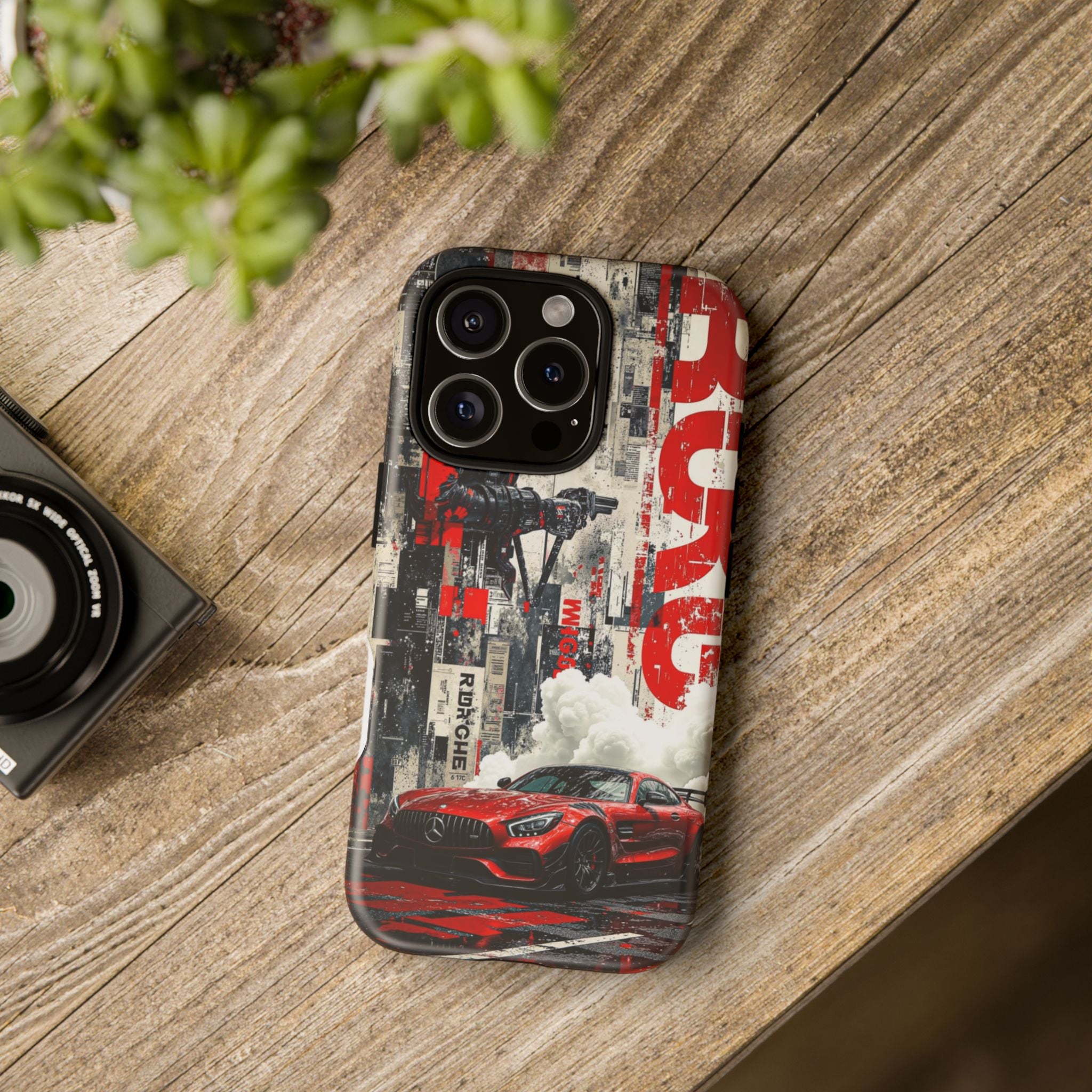 Racing Street Scenes Phone Case — Red Sports Car Urban Speed Design