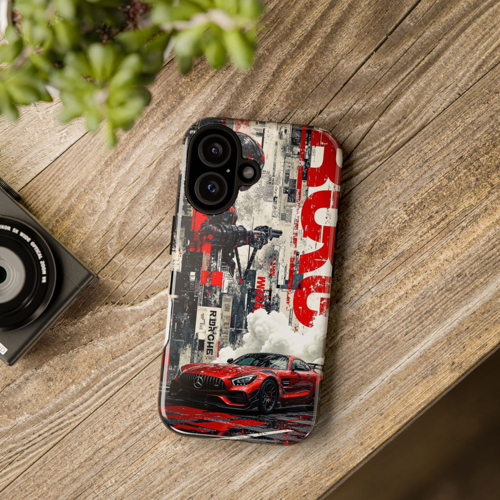 Racing Street Scenes Phone Case — Red Sports Car Urban Speed Design
