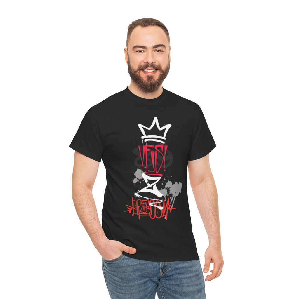 Graffiti Crown Tee — Street Art Graphic T-Shirt (Red & White Spray Paint Design)
