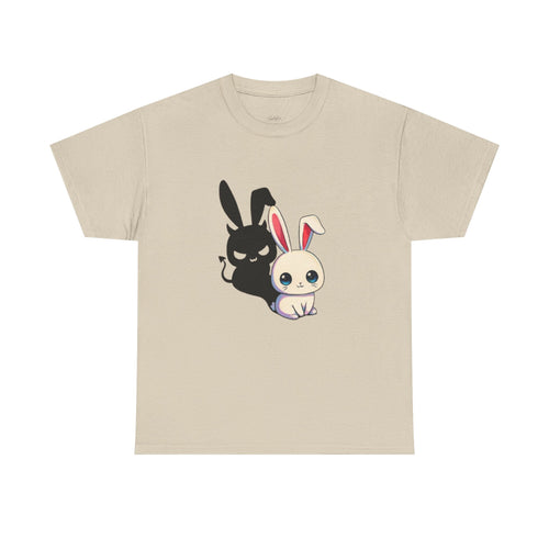 Cute Kawaii Bunny Duo T-Shirt – Light & Dark Rabbit Graphic Tee