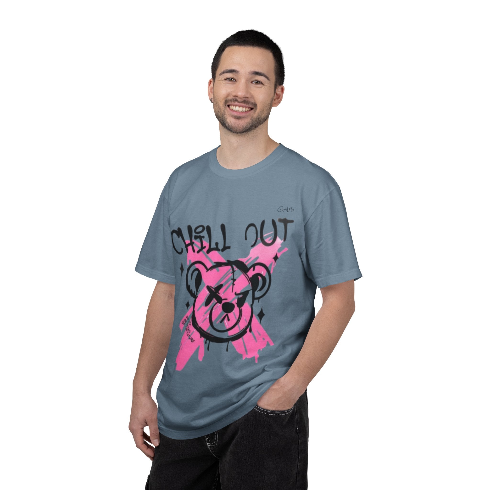 Chill Out Bear T-Shirt — Pink Graffiti Streetwear Tee