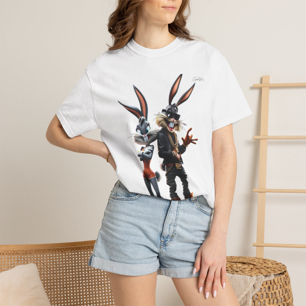 T-Shirt — Stylish Anthropomorphic Bunny Duo Graphic Tee