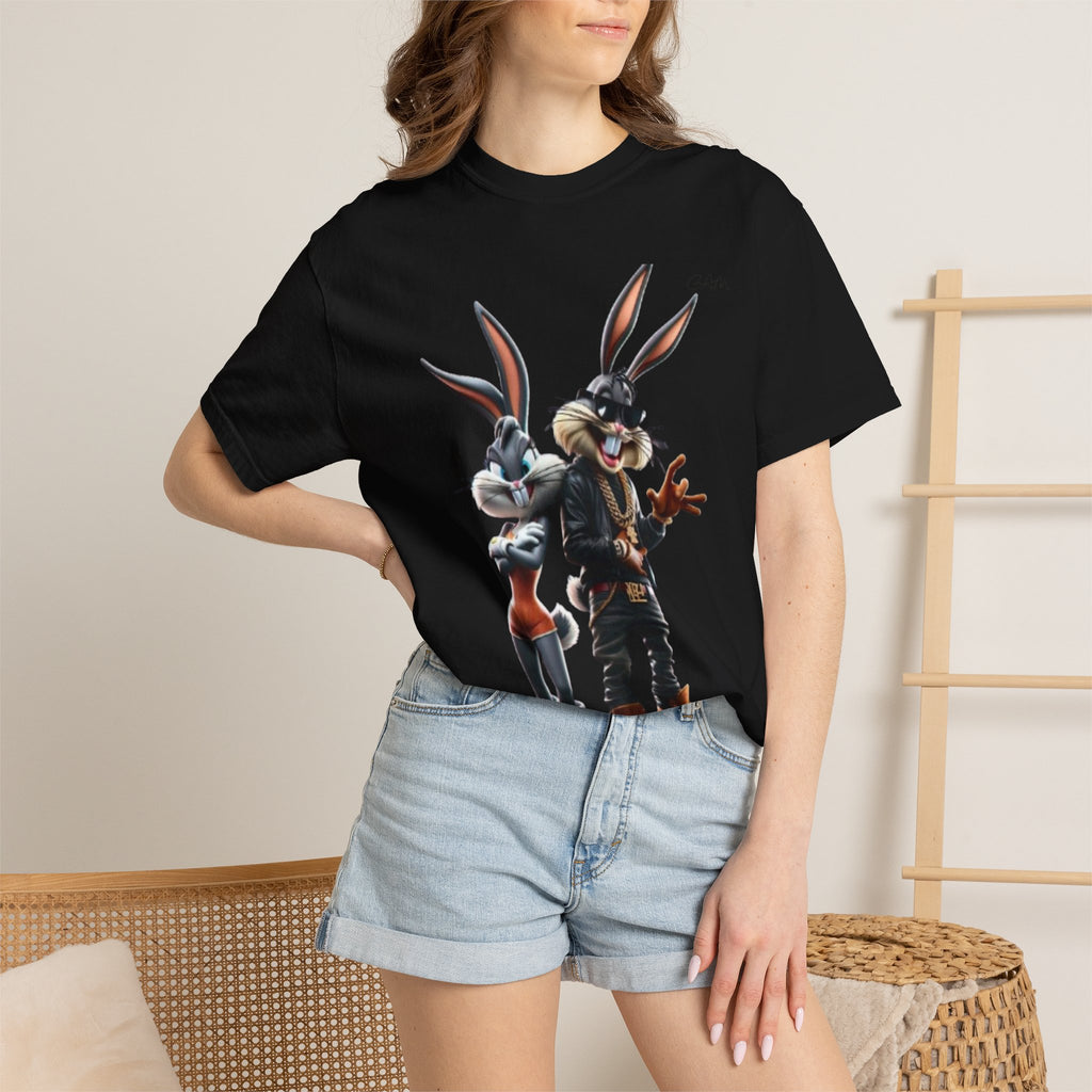 T-Shirt — Stylish Anthropomorphic Bunny Duo Graphic Tee