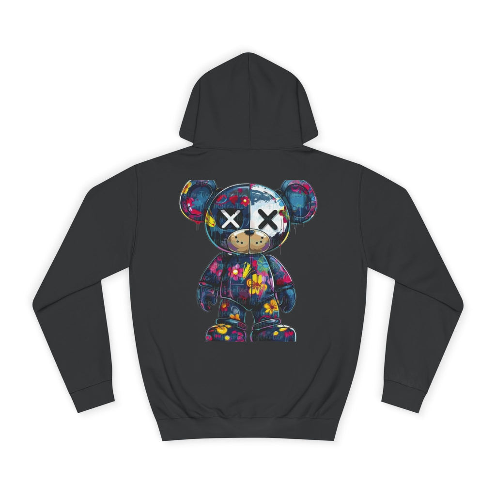 Paint-Splatter Bear Hoodie — Colorful Graphic College Pullover