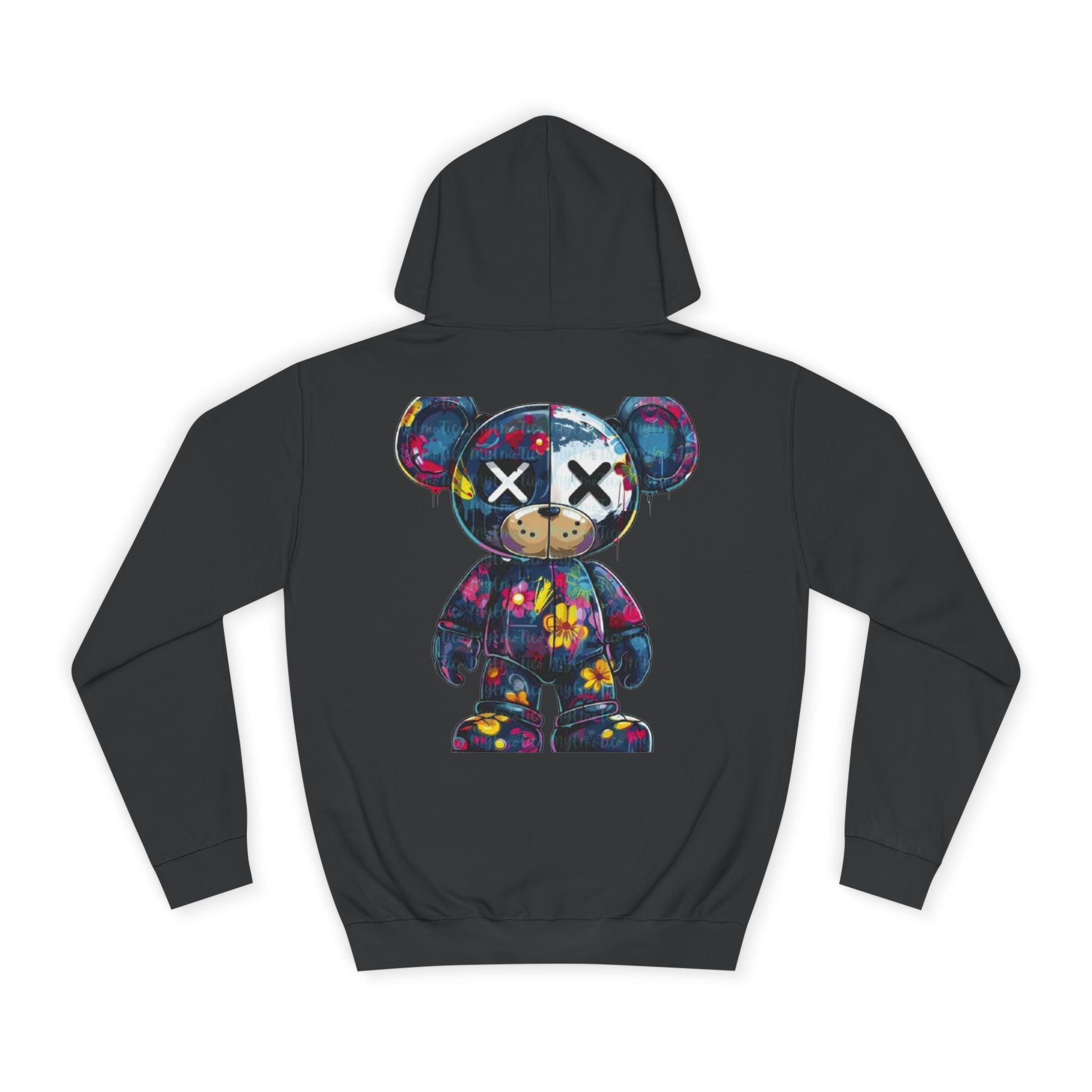 Paint-Splatter Bear Hoodie — Colorful Graphic College Pullover