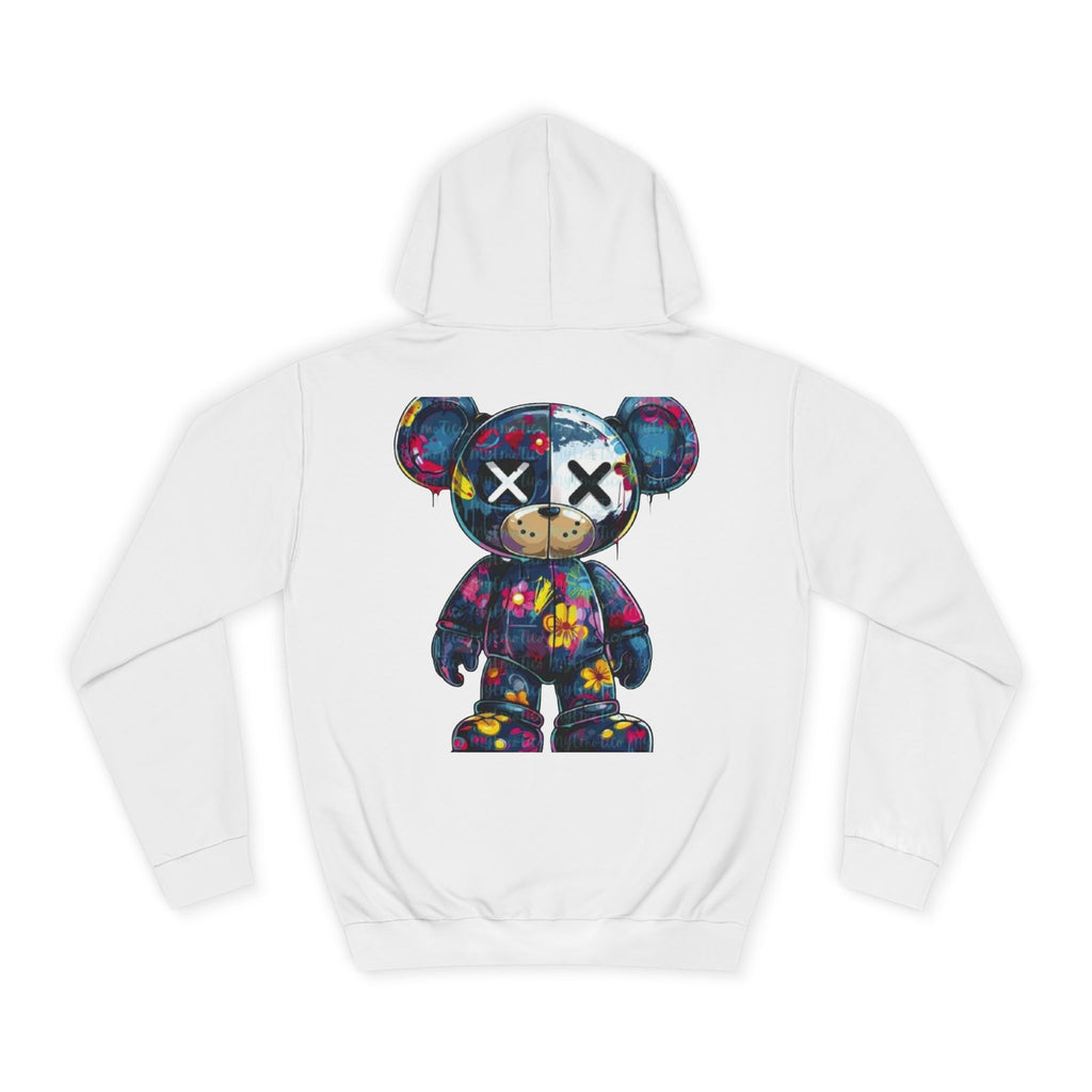 Paint-Splatter Bear Hoodie — Colorful Graphic College Pullover