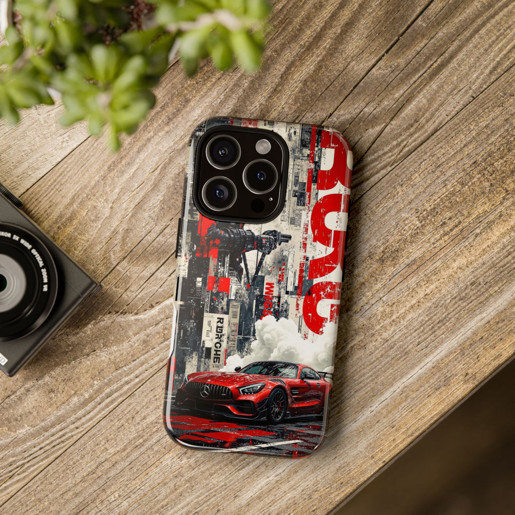 Racing Street Scenes Phone Case — Red Sports Car Urban Speed Design