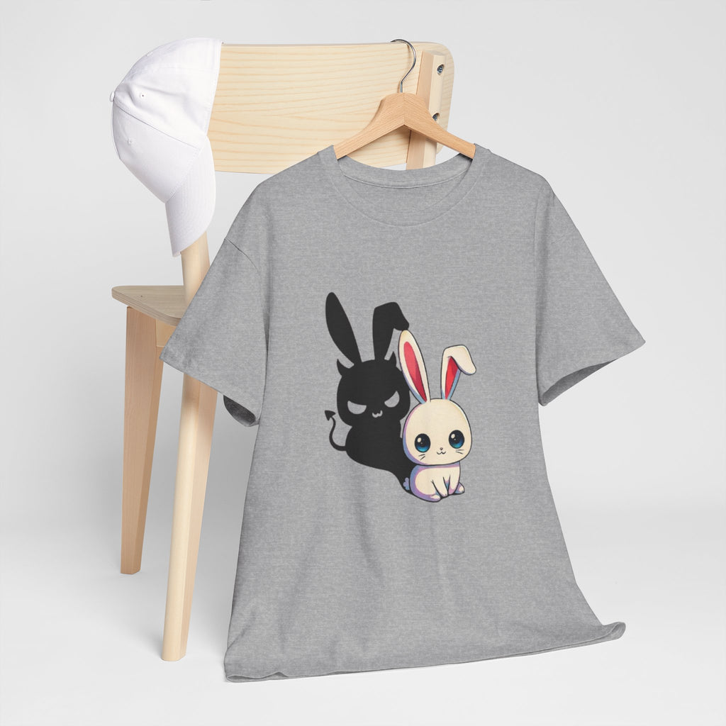 Cute Kawaii Bunny Duo T-Shirt – Light & Dark Rabbit Graphic Tee