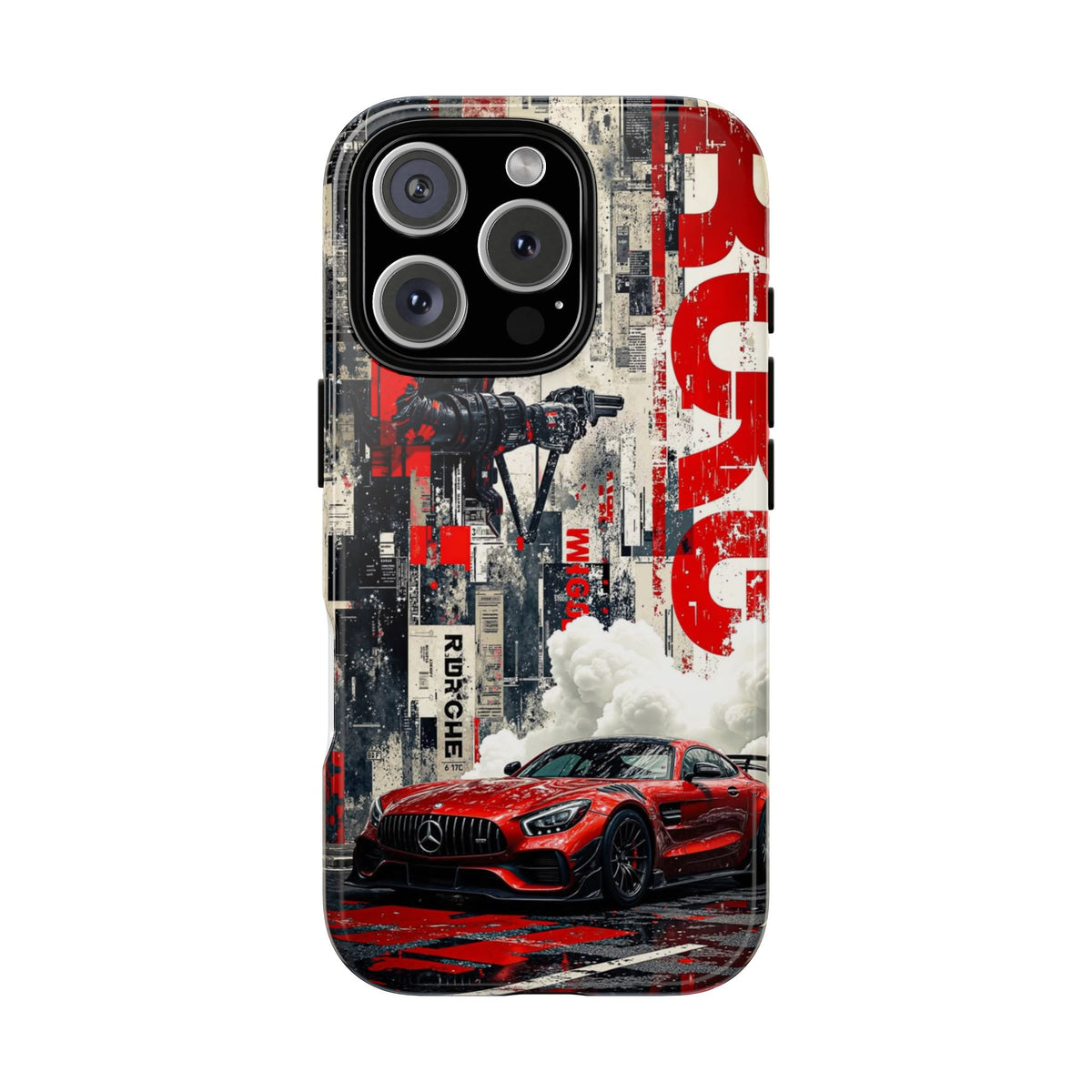Racing Street Scenes Phone Case — Red Sports Car Urban Speed Design